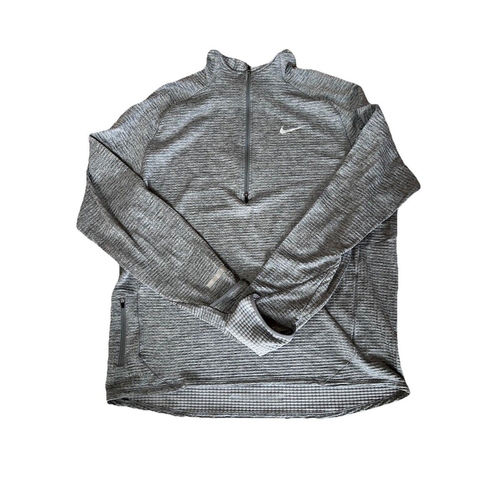 Nike Sphere Element 1/2 Zip Running Top XL Gray Heather Thumbholes 683906-066 - Picture 7 of 11